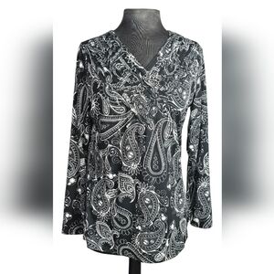 Paisley Black and White Women's Top